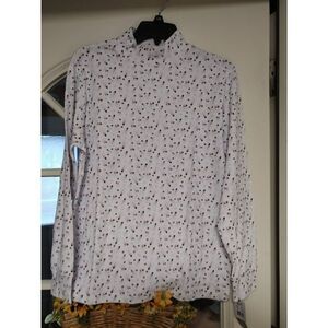 New Hasting & Smith White Snowmen High Neck Long Sleeve Shirt Size Women's L